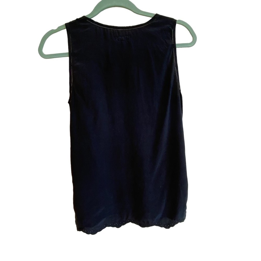 rag & bone Black Silk Eyelet Camisole Blouse Sleeveless Top Side Buttons XS/S - Picture 5 of 13